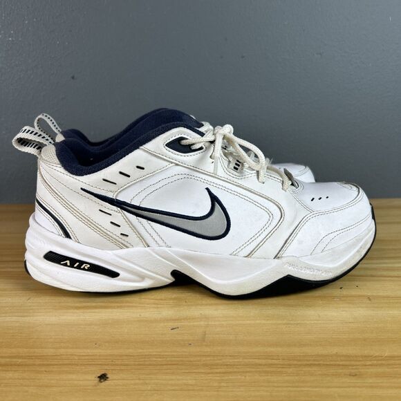 Nike AIR MONARCH IV Size 8.5 Men White Blue 102 Walking Shoe Medium Width - Picture 1 of 13